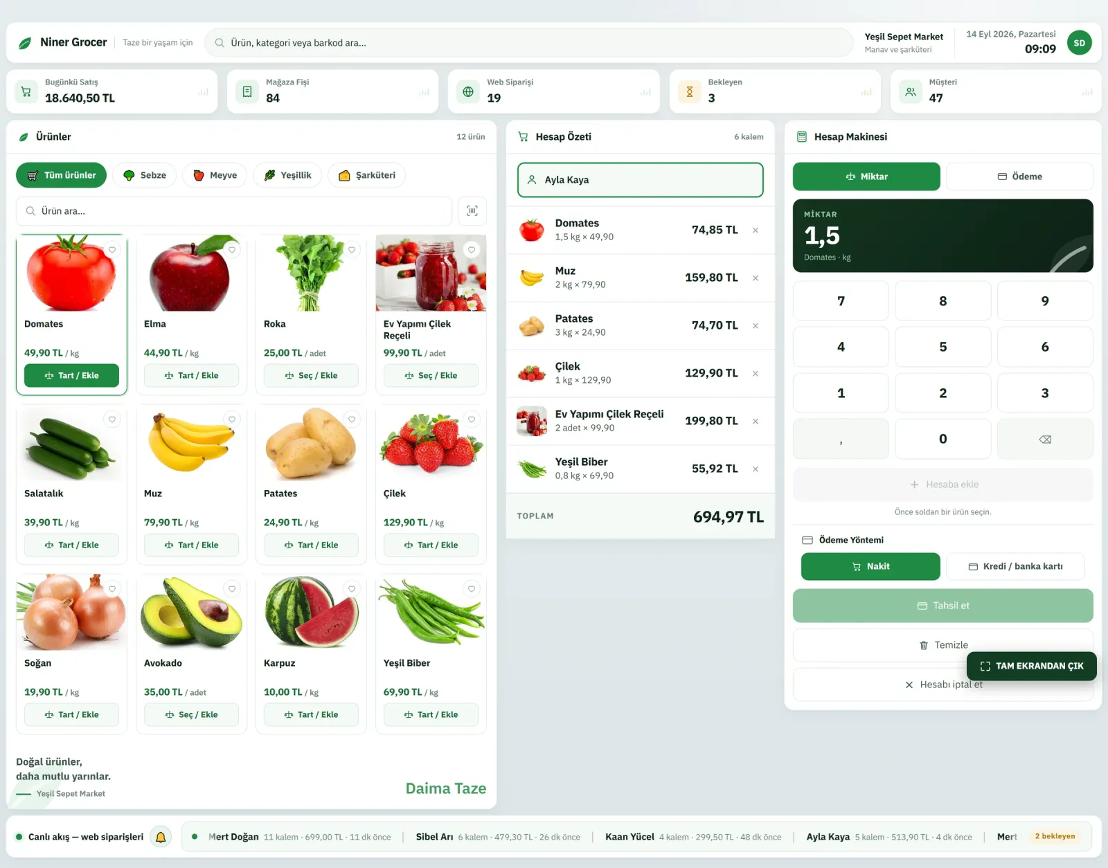 Niner Grocer ekranı